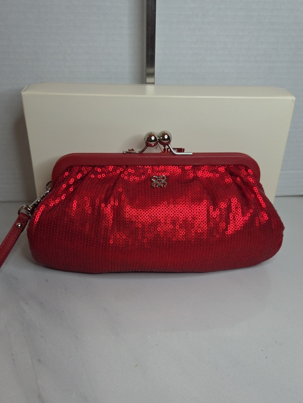 Coach Red Sequin Kiss-Lock Wristlet Clutch - Style 44475